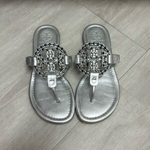 size 5.5/6 Tory Burch silver miller sandals